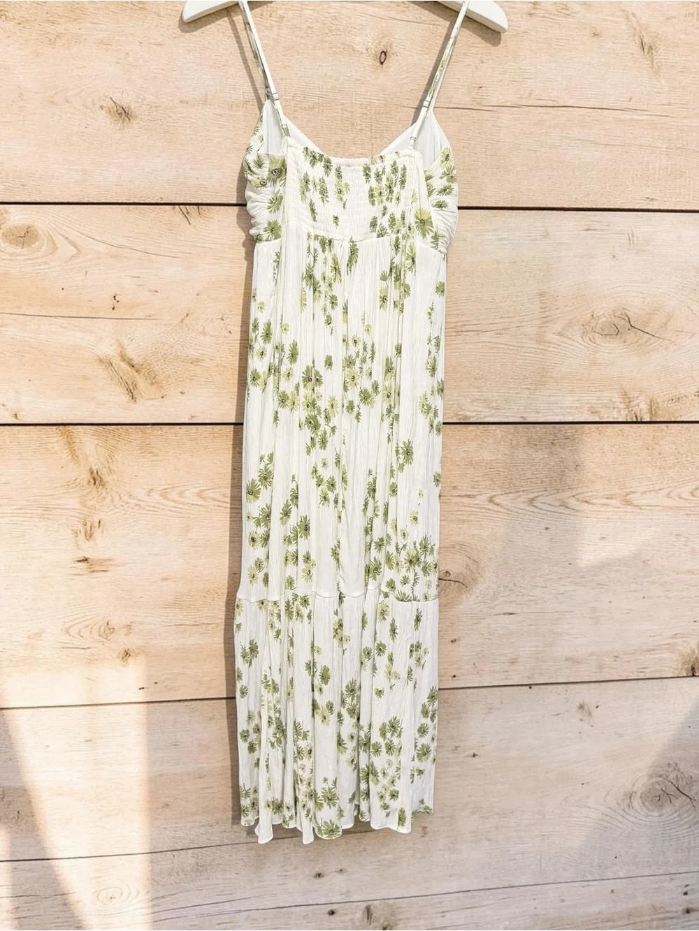 Abercrombie & Fitch White Maxi Dress with Green Floral Accents